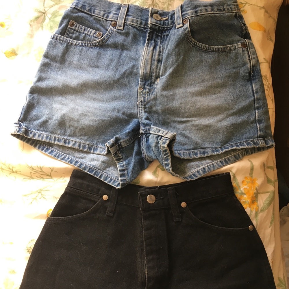 2 pairs of jean shorts- black and blue- jorts